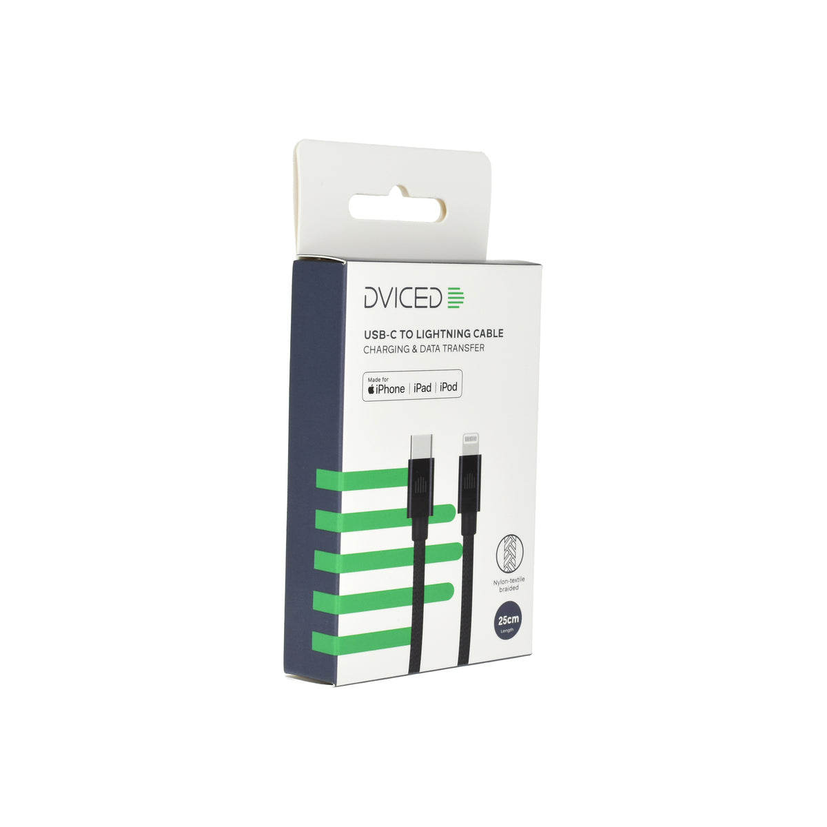 Dviced Cable USB-C to Lightning Nylon Textile 0,25m - crni