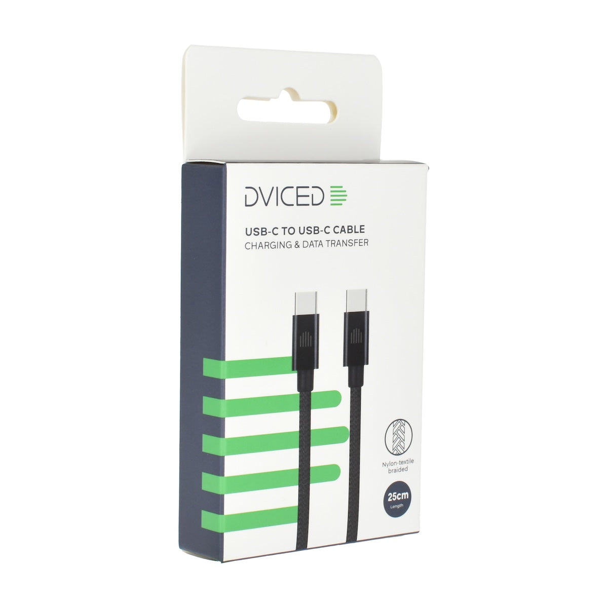 Dviced Cable USB-C to USB-C Nylon Textile 0,25m - crni