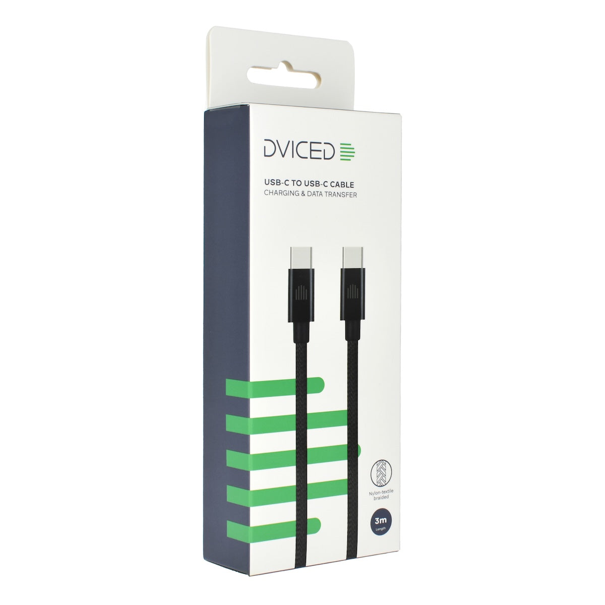 Dviced Cable USB-C to USB-C Nylon Textile 3m - crni