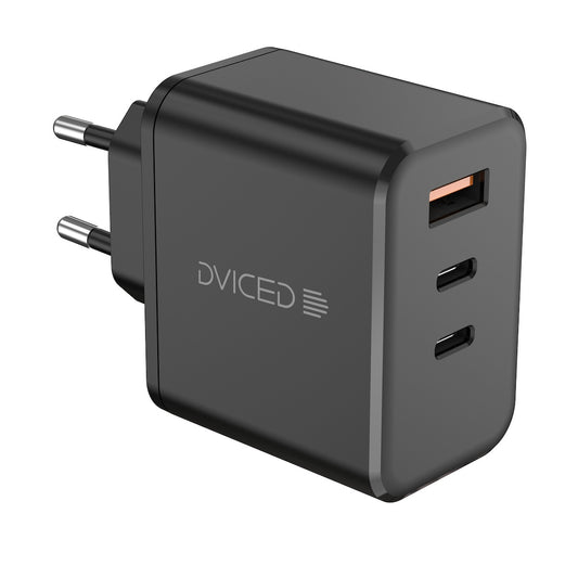 Dviced zidni punjač 140 W GaN (2x USB-C, 1x USB-A) - crni