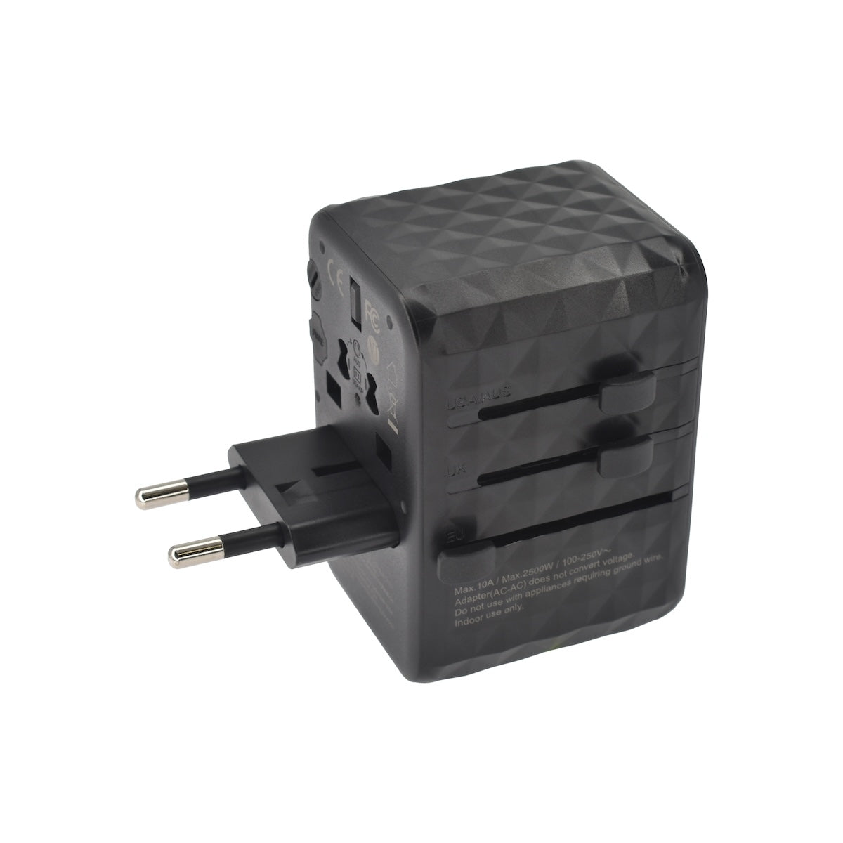Dviced univerzalni putni adapter 65 W GaN - crni