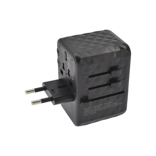 Dviced univerzalni putni adapter 65 W GaN - crni