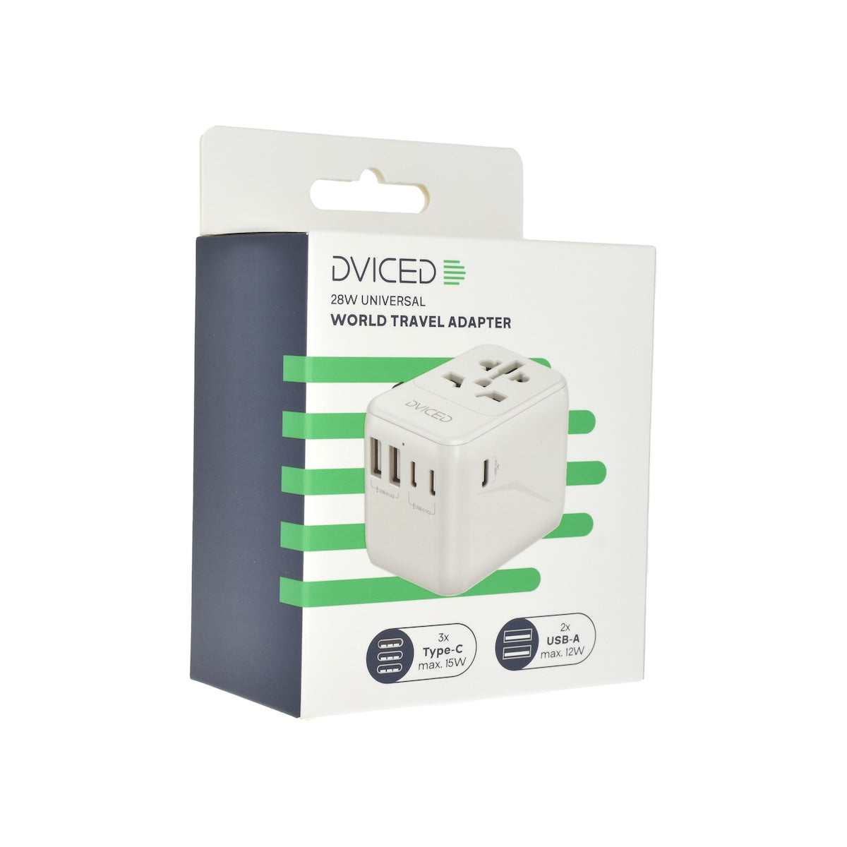 Dviced univerzalni putni adapter 28 W - bijeli