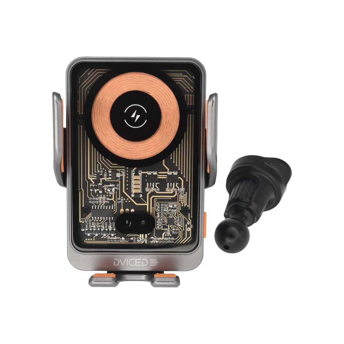 Dviced bežični indukcijski auto nosač s punjačem - sivi