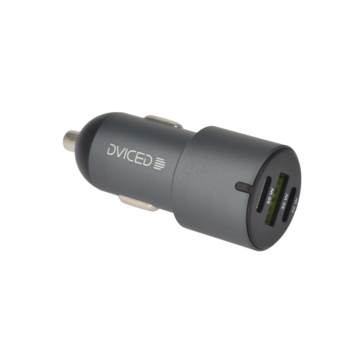 Dviced auto punjač 60 W (1x USB-A, 2x USB-C) sivi