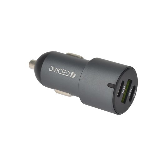 Dviced auto punjač 60 W (1x USB-A, 2x USB-C) - sivi