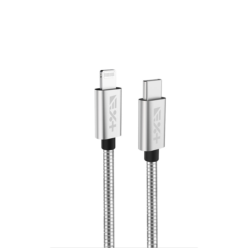 NEXT ONE SILVER USB-C TO LIGHTNING 1.2 M METALIC CABLE