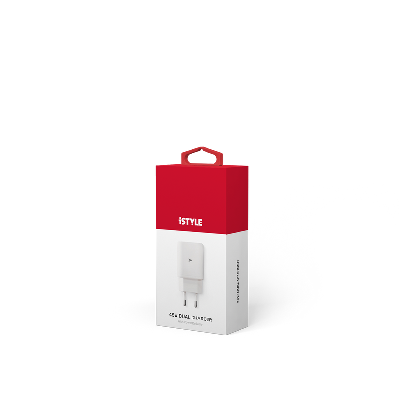 iSTYLE Double USB-C charger 45W - White