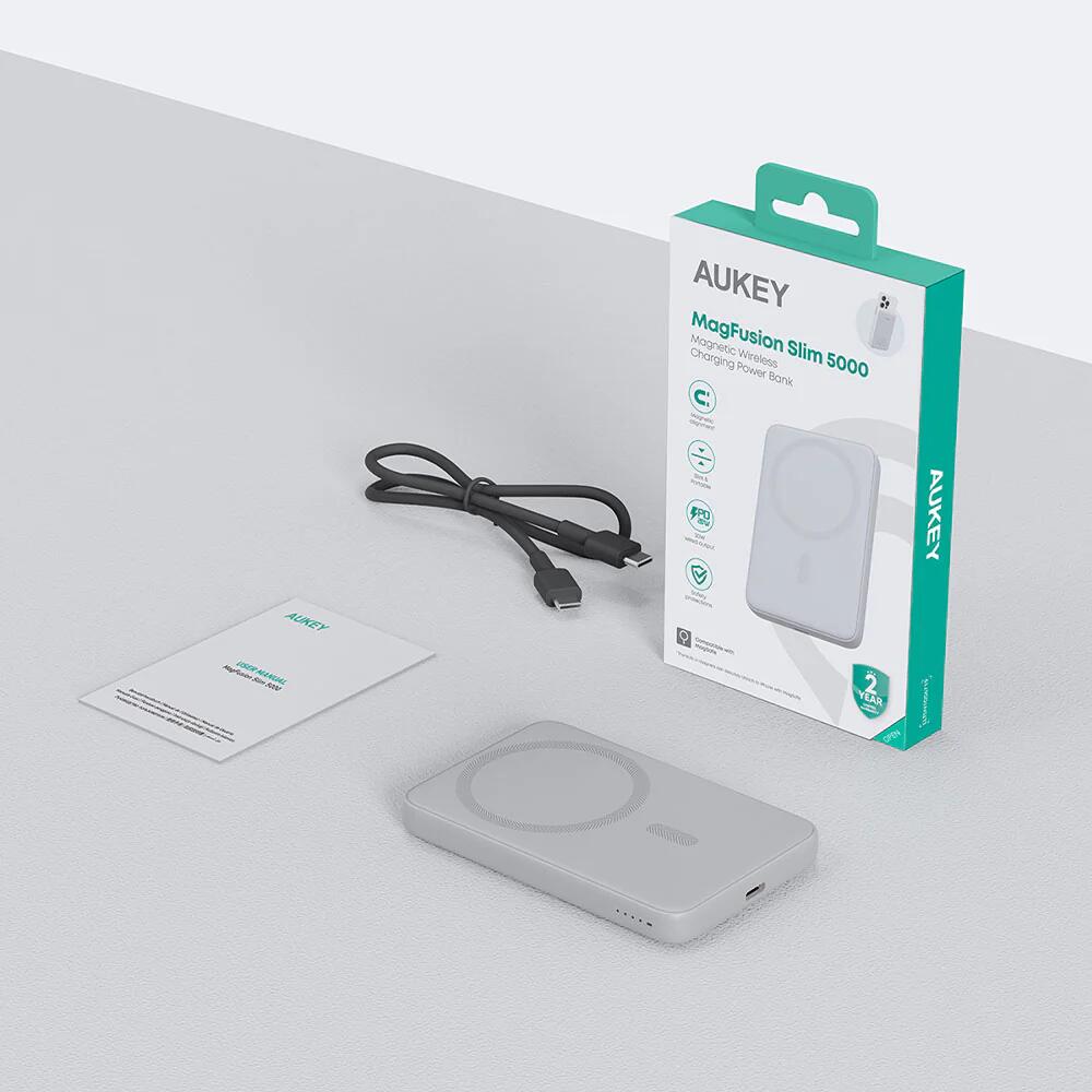 AUKEY 5000 mAh MagSafe Power Bank - Frost White - iSTYLE.hr