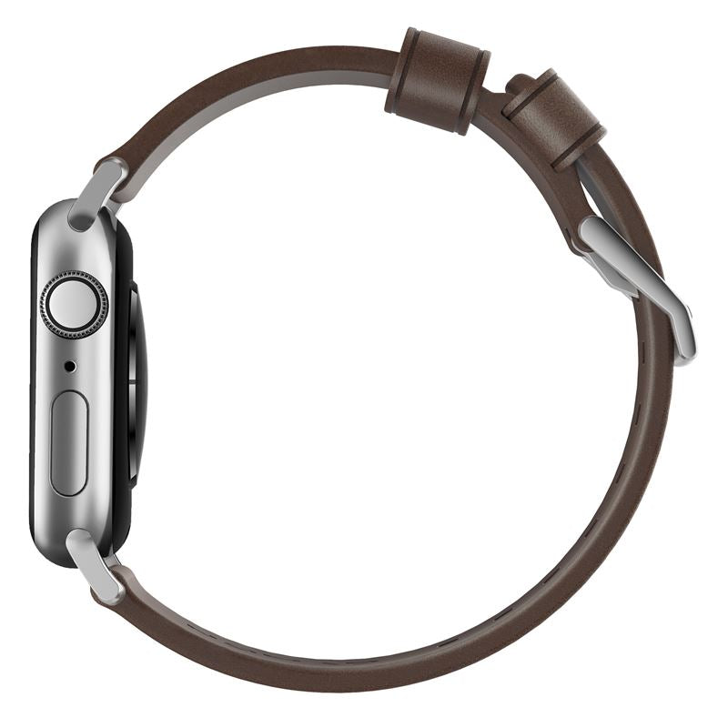 Nomad Leather Strap za Apple Watch 42/44/45 mm - Brown/Silver