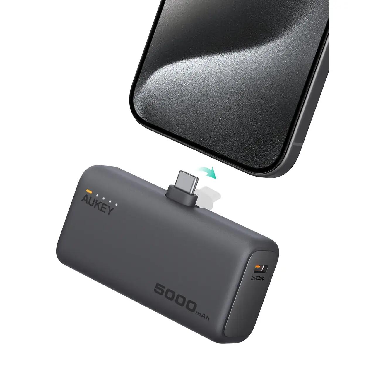 AUKEY Spark Mini 5000 Portable Power Bank s ugrađenim USB-C priključkom - Sivi