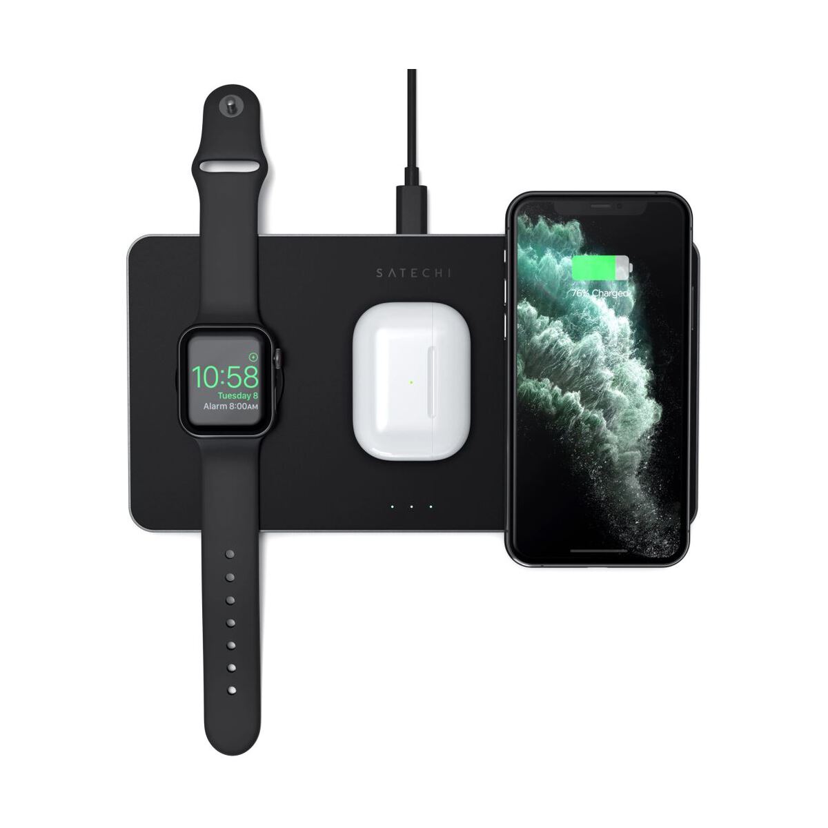 Satechi Trio bežična podloga za punjenje (Apple Watch, AirPods, iPhone) crna