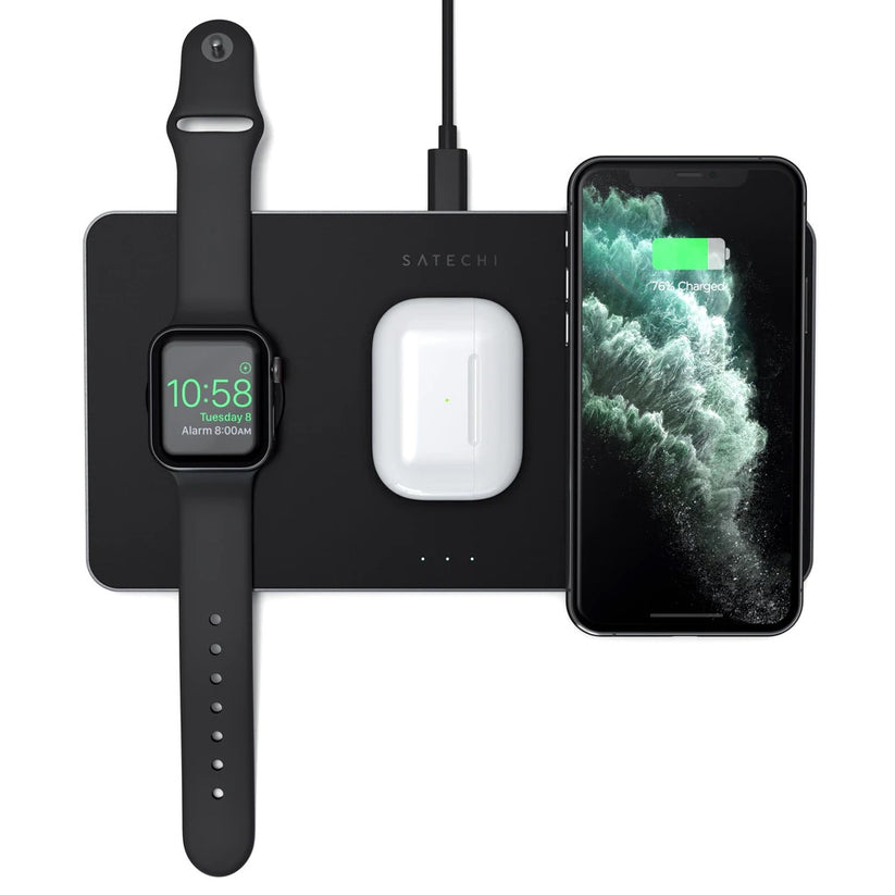 Satechi Trio Wireless Charging Pad (Apple Watch, AirPods, iPhone) - Black