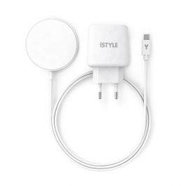 iStyle Magnetic Wireless Charging Cable Bundle 7,5W/15W - With USB-C Cable & 20W PD Charger - White